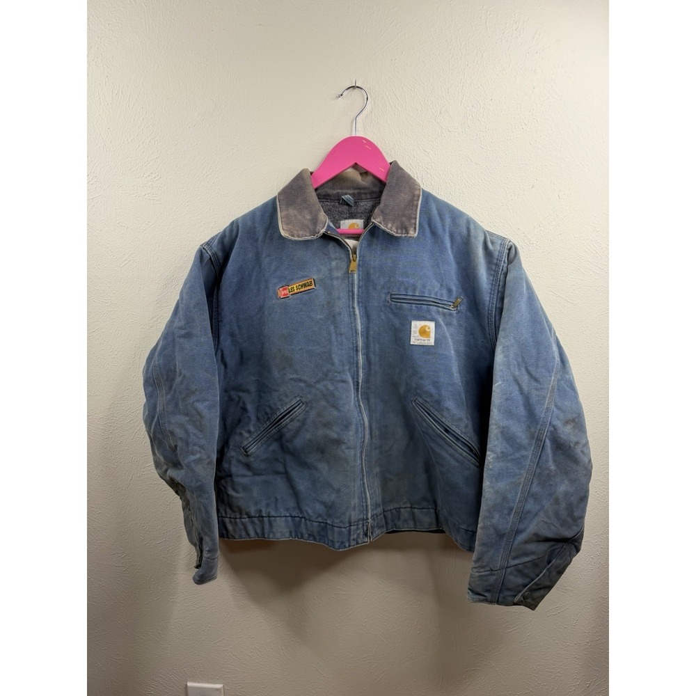 Carhartt Rare 00s J97 PTL Petrol Blue Detroit Jacket Union Les Schwab Tires 48